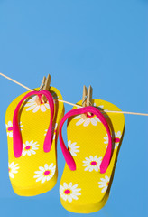 flip flops on clothes line