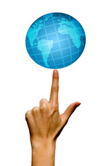 finger with globe