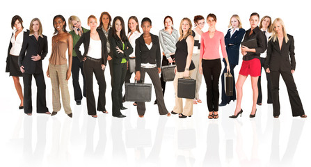 business group of isolated woman only