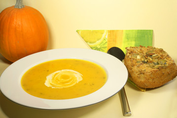 Kürbissuppe, Kürbis, copy space
