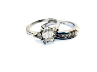wedding ring & band - diamond & platinum