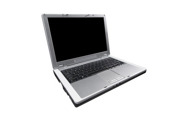 Fototapeta premium silver laptop on white