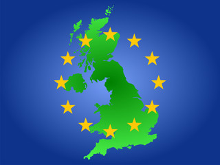 map of united kingdom and european union flag