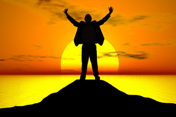 Fototapeta premium business man at sunset