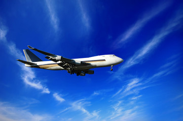 jumbojet and blue sky