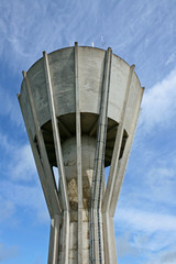 watertower against a blue sky