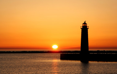 sunset near light house