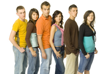 queue of teenagers
