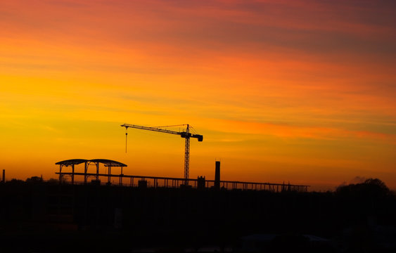 tower crane in sunset