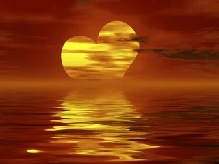 Cercles muraux Mer / coucher de soleil coeur soleil