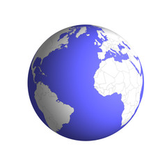 globe postioned over the atlantic ocean