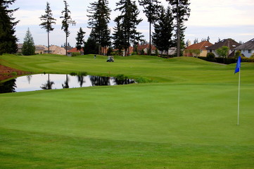 golf course in rain