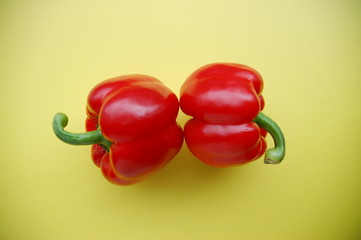 red peppers on yellow