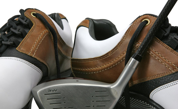 golf shoes and club