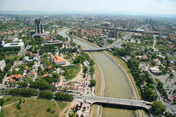 areal view of the skopje - macedonia - obrazy, fototapety, plakaty