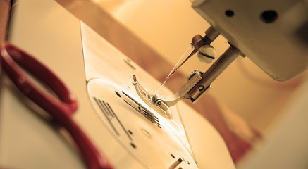 sewing machine in sepia