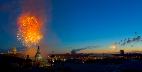 Naklejka na ściany i meble fireworks in moscow