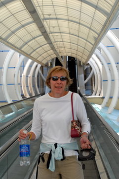 happy woman in tunnel