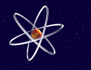 atom and starfield abstract