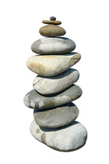 a large stack of beach stones.