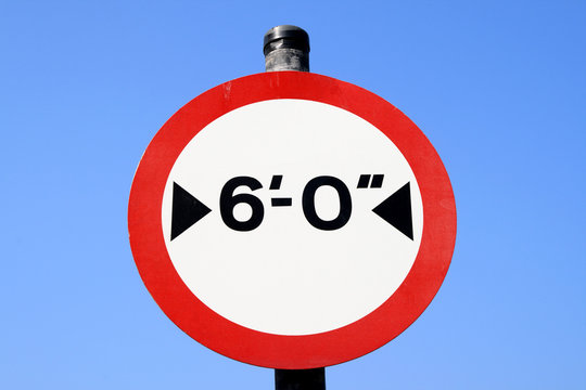 Six Feet Width Limit British Road Sign.