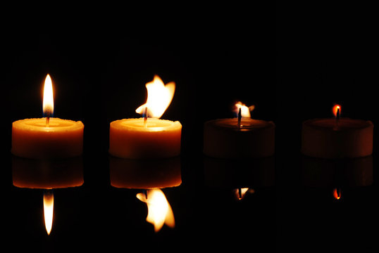 sequence of  frames with a fading candle
