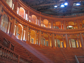 farnese theater from inside in carving wood, parma, italia
