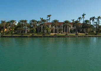 mansion with palms by the sea