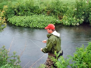 fishing in the rain