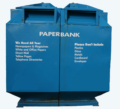 blue recycling bank