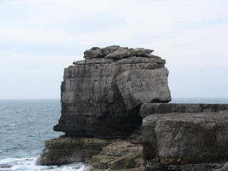 volcanic rock formation in the sea