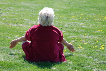 meditating senior woman