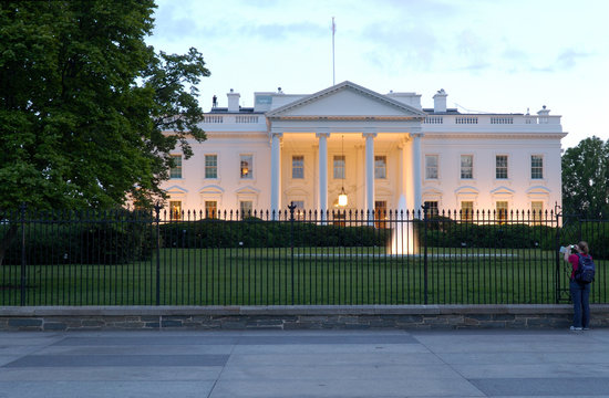 white house at dusk