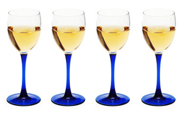 four wine glasses isolated on white