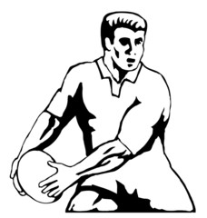 rugby passing ball front bw