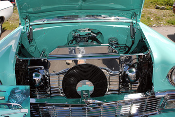 vintage car chrome engine