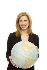 Fototapeta premium businesswoman with globe