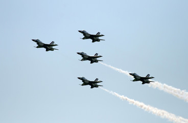 a fighter formation at an air show - 3240989