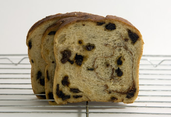 three slices of raisin bread
