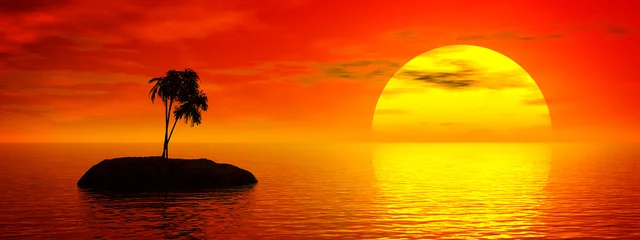 Poster de jardin Mer / coucher de soleil coucher de soleil tropique