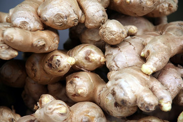 ginger roots on market