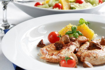 chicken steak with salad