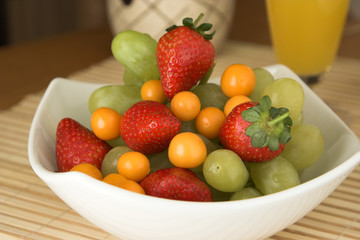 fresh fruit in a white bowl