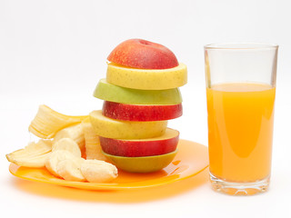 slices of fruit and juice