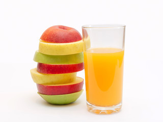 slices of fruit and juice