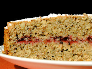 buckwheat and almod cake with cranberry marmalade