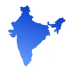 Fotobehang India blauwe gradiëntkaart van india