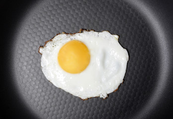 fried egg in frying pan