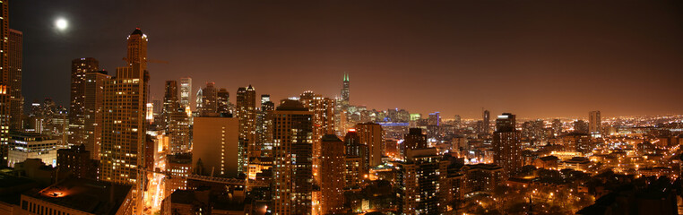 chicago aerial night pano