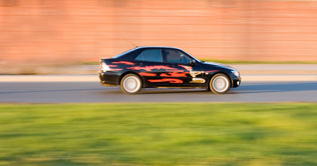 Fototapeta na wymiar fire flame painted hotrod car speed fast